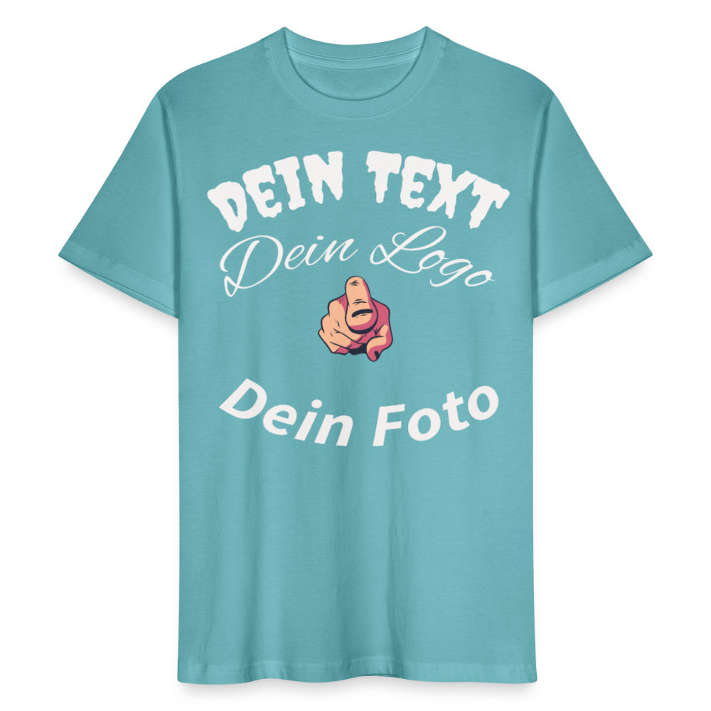 Herren - Männer Bio-T-Shirt  einzigartig wie du! Gestalte jetzt dein persönliches Design. - Pastelltürkis