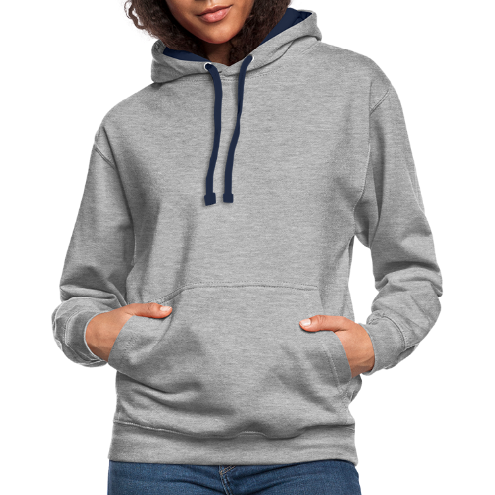 Rebellischer Herren Kontrast-Hoodie mit Totenkopf: Mach dich unverwechselbar - Grau meliert/Navy