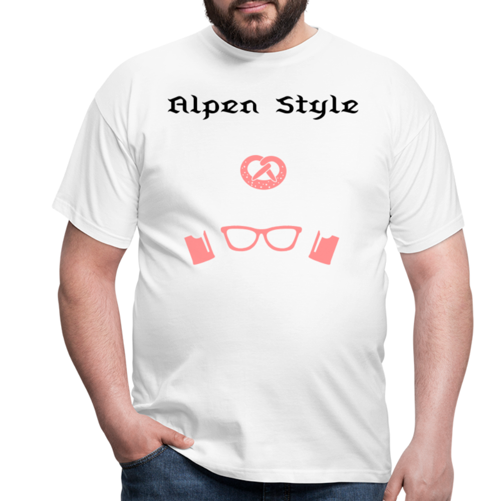 Herren - Männer T-Shirt bayrisch Alpen Style rot - Weiß