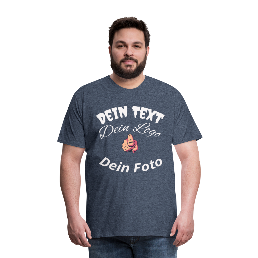 Herren - Männer Premium T-Shirt nach Wunsch selbst gestalten - Blau meliert