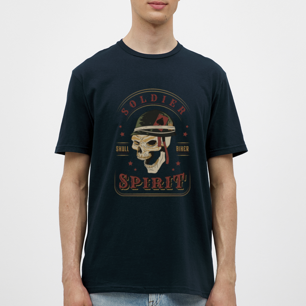 Unverwüstlich wie Stahl: Soldat-Totenkopf-Biker-Herren - T-Shirt für starke Männer - Navy