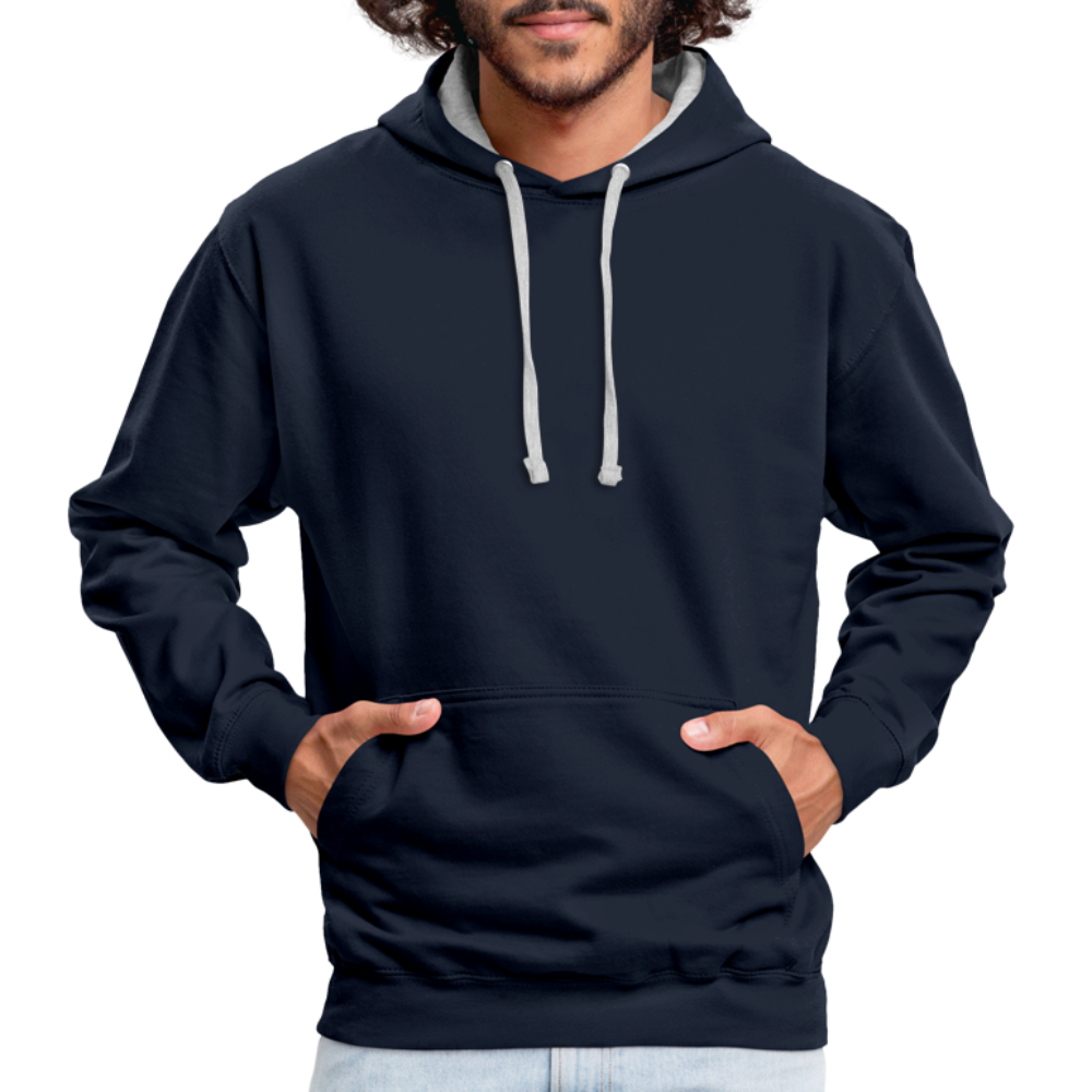 Rebellischer Herren Kontrast-Hoodie mit Totenkopf: Mach dich unverwechselbar - Navy/Grau meliert