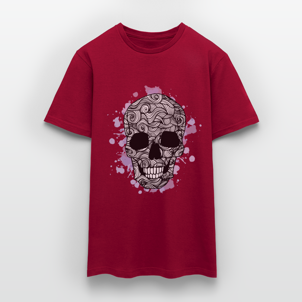 Dunkle Eleganz: Totenkopf- Herren T-Shirt für wahre Gothic-Fans - Ziegelrot