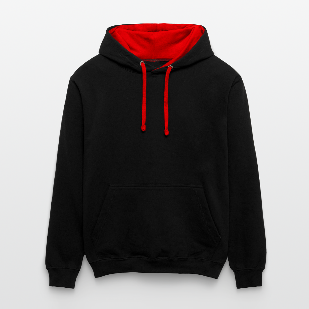 Rebellischer Herren Kontrast-Hoodie mit Totenkopf: Mach dich unverwechselbar - Schwarz/Rot