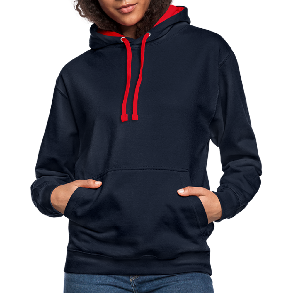 Rebellischer Herren Kontrast-Hoodie mit Totenkopf: Mach dich unverwechselbar - Navy/Rot