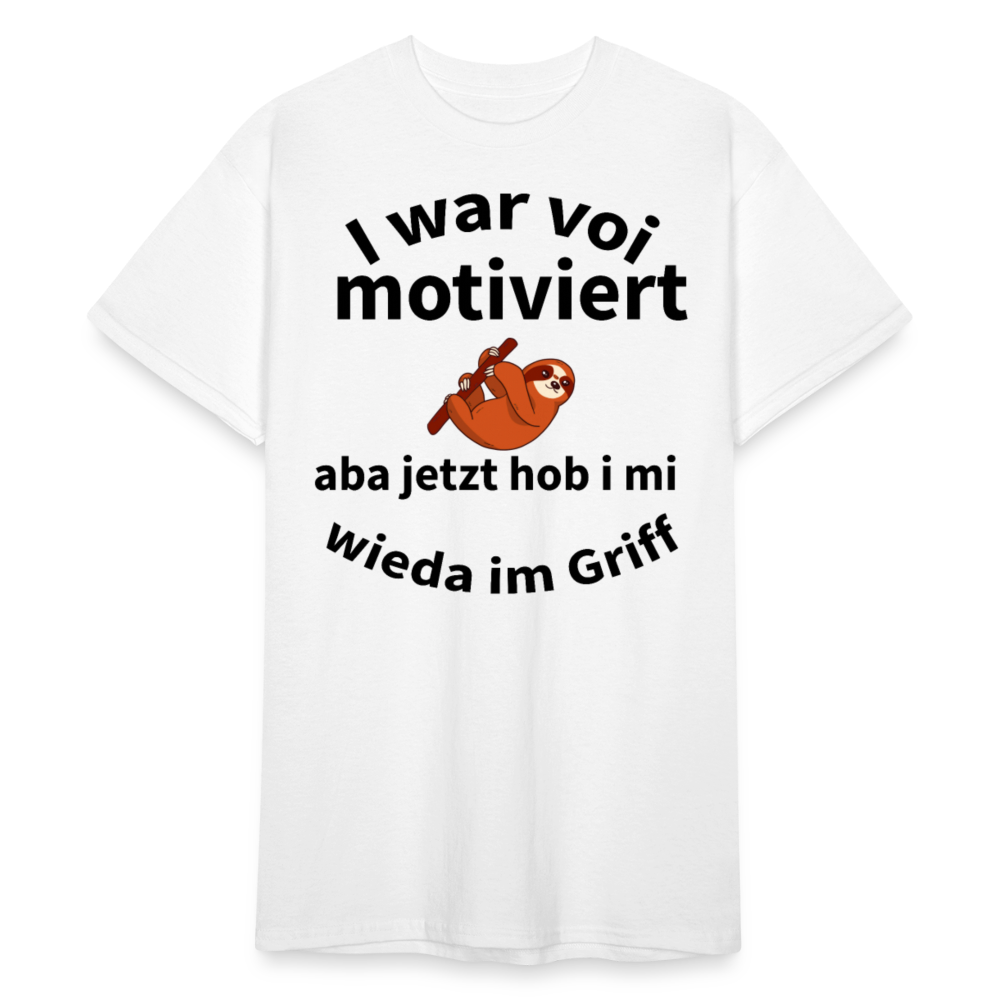 Herren - Männer Gildan Heavy T-Shirt bayrisch I war voi motiviert - Weiß