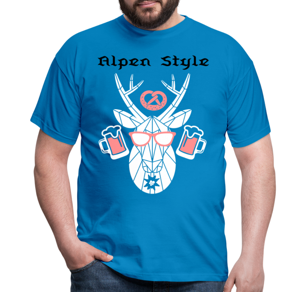 Herren - Männer T-Shirt bayrisch Alpen Style rot - Royalblau