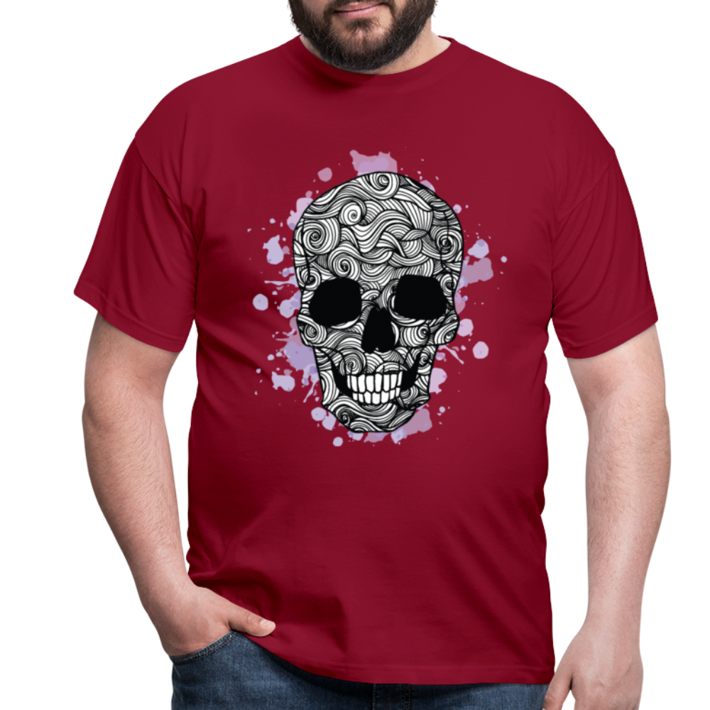 Dunkle Eleganz: Totenkopf-Herren T-Shirt für wahre Gothic-Fans - Ziegelrot