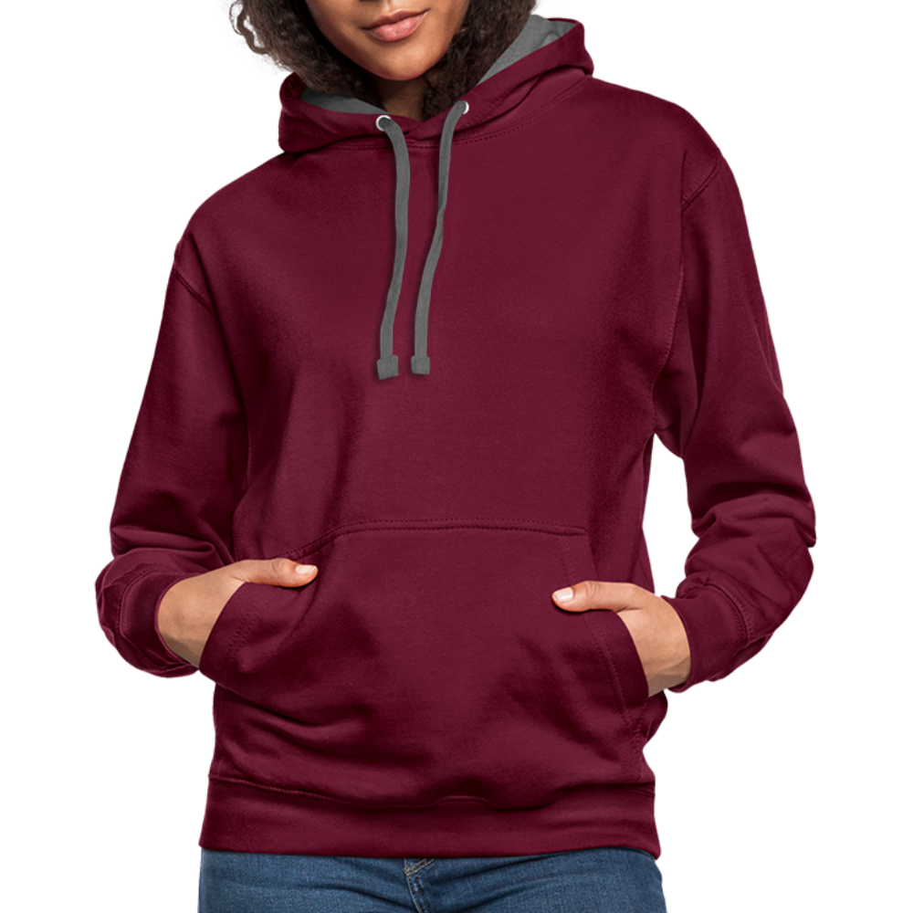 Rebellischer Herren Kontrast-Hoodie mit Totenkopf: Mach dich unverwechselbar - Weinrot/Anthrazit