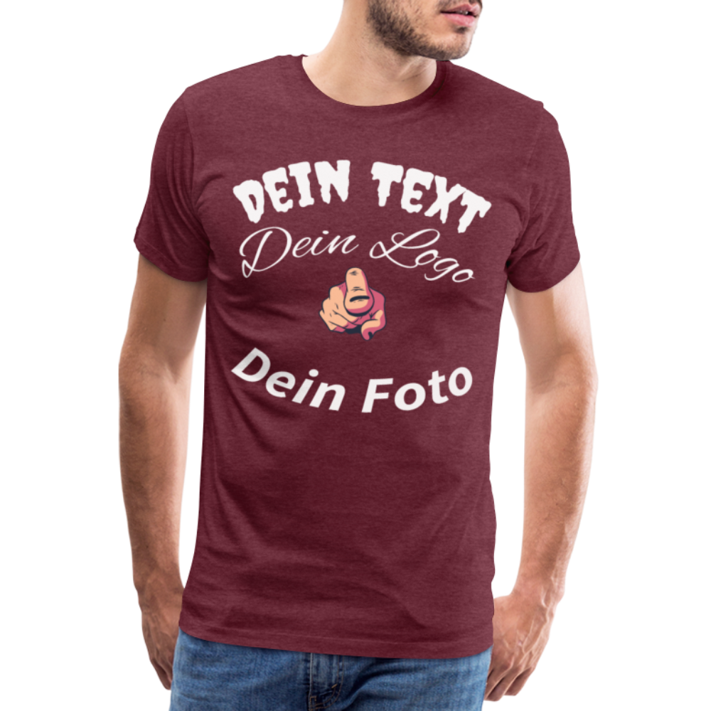 Herren - Männer Premium T-Shirt nach Wunsch selbst gestalten - Bordeauxrot meliert