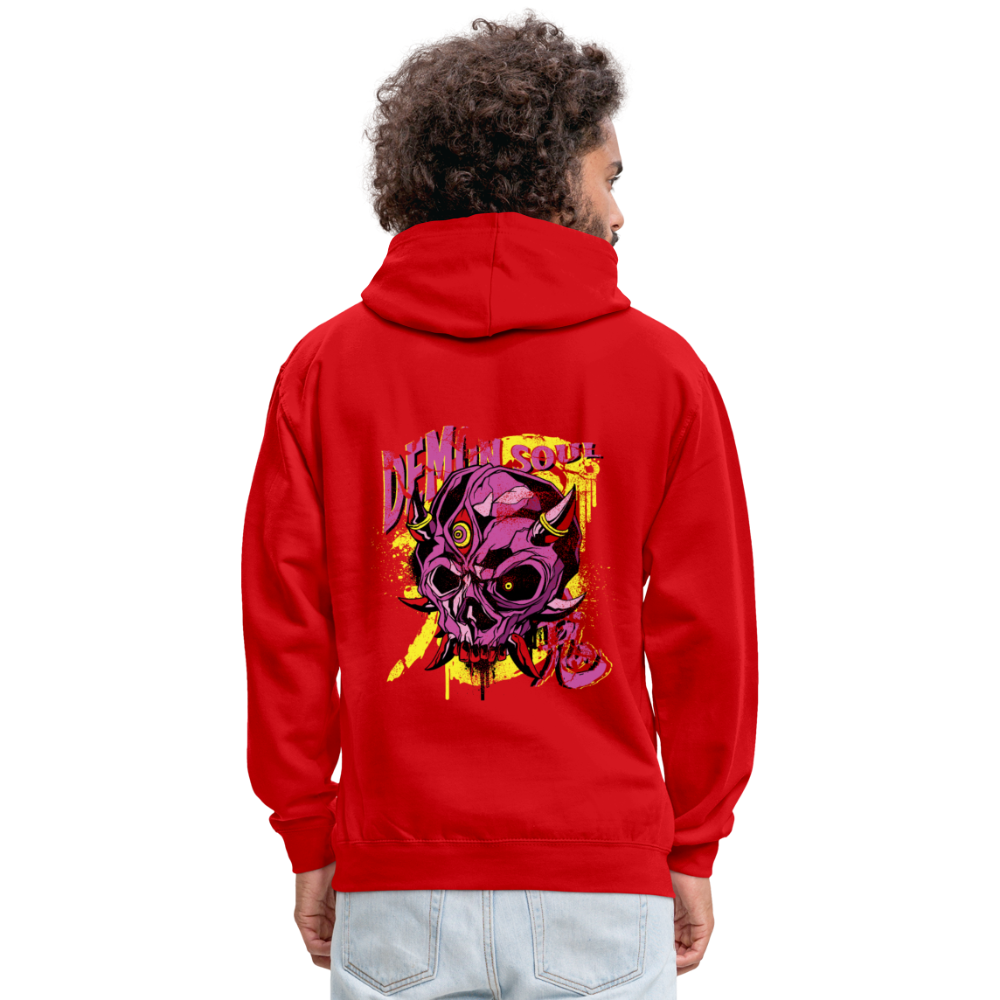 Gothic Herren Hoodie mit Dämonenschädel: Zeige deine dunkle Seite - Rot/Weiß