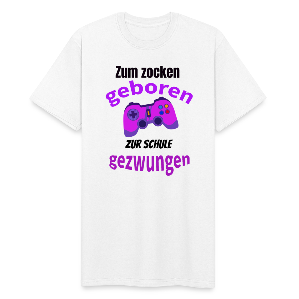 Männer Workwear T-Shirt - Zum Zocken geboren, zur Schule gezwungen! Das witzigste Geschenk für alle Gamer - Weiß