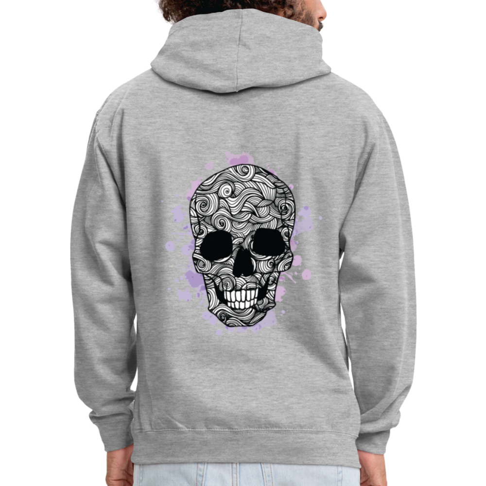 Rebellischer Herren Kontrast-Hoodie mit Totenkopf: Mach dich unverwechselbar - Grau meliert/Navy