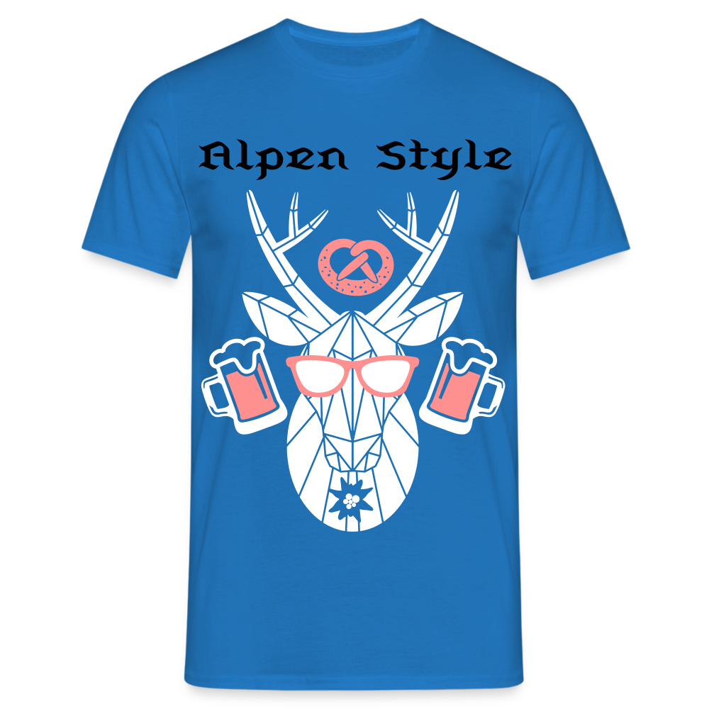 Herren - Männer T-Shirt bayrisch Alpen Style rot - Royalblau