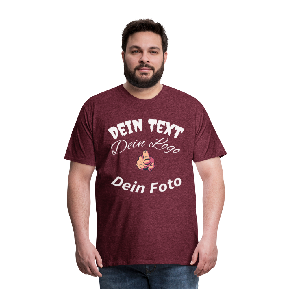 Herren - Männer Premium T-Shirt nach Wunsch selbst gestalten - Bordeauxrot meliert