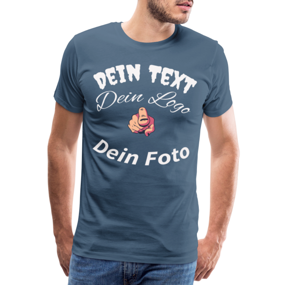 Herren - Männer Premium T-Shirt nach Wunsch selbst gestalten - Blaugrau