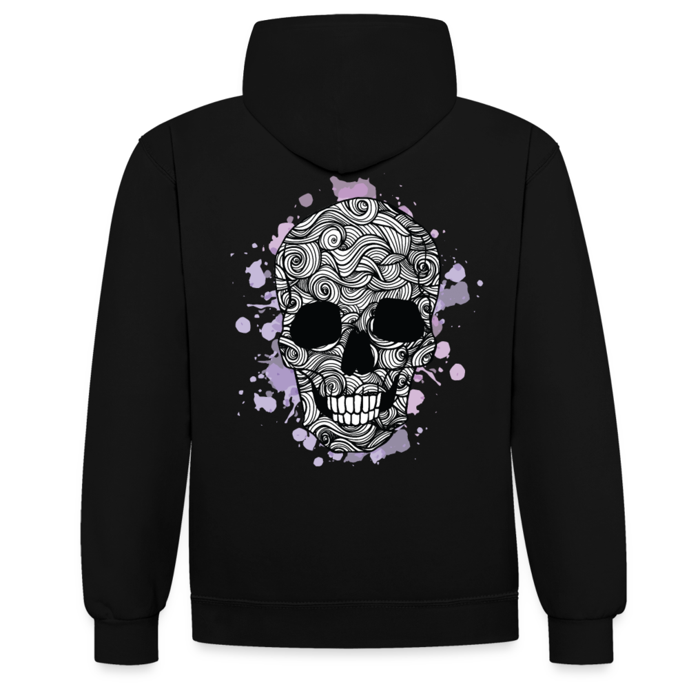 Rebellischer Herren Kontrast-Hoodie mit Totenkopf: Mach dich unverwechselbar - Schwarz/Gold