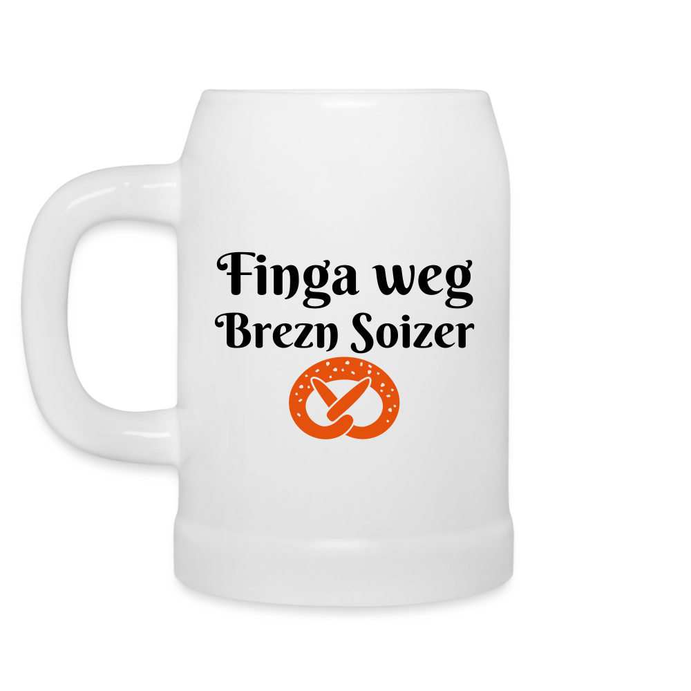 Bierkrug "Finga weg, Brezn Soizer": A echter bayerischer Klassiker! - Weiß