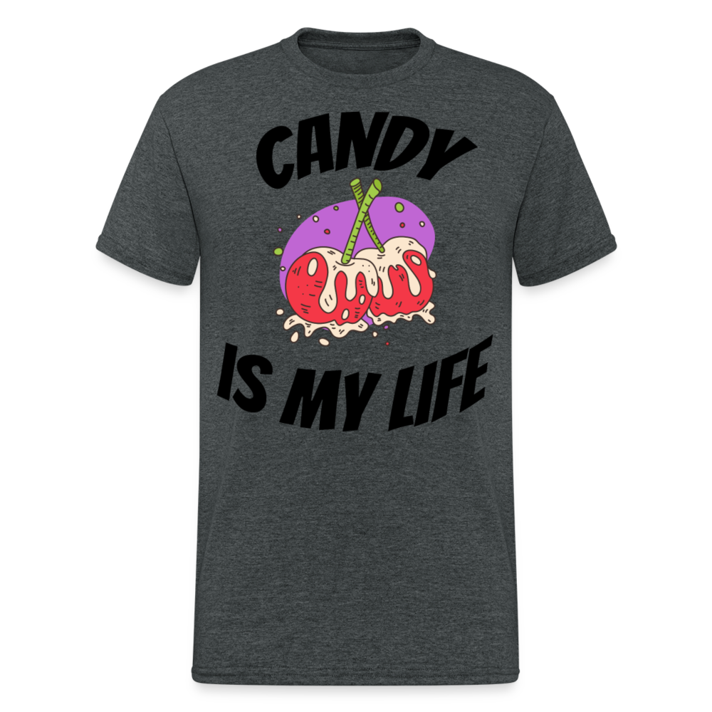 Herren - Männer Gildan Heavy T-Shirt Candy is my life - Dunkelgrau meliert