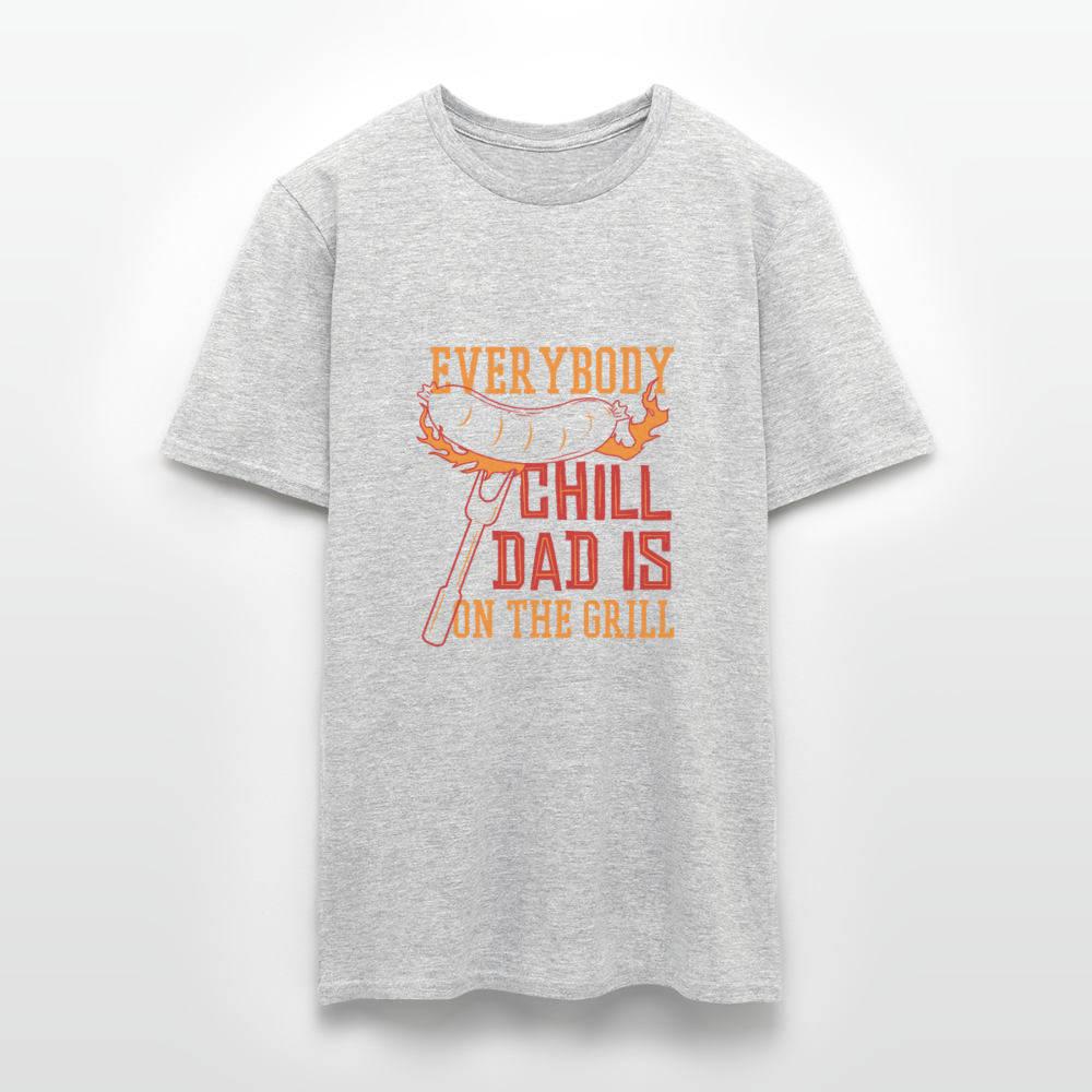 Herren - Männer T-Shirt Everybody chill Dad is on the Grill - Grau meliert