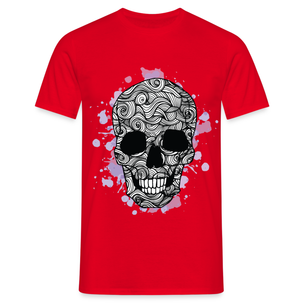 Dunkle Eleganz: Totenkopf- Herren T-Shirt für wahre Gothic-Fans - Rot