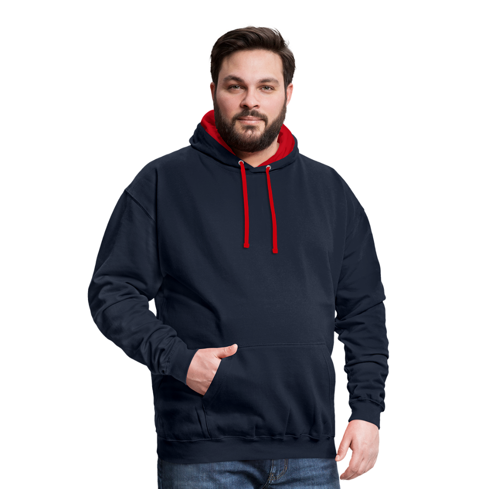 Rebellischer Herren Kontrast-Hoodie mit Totenkopf: Mach dich unverwechselbar - Navy/Rot