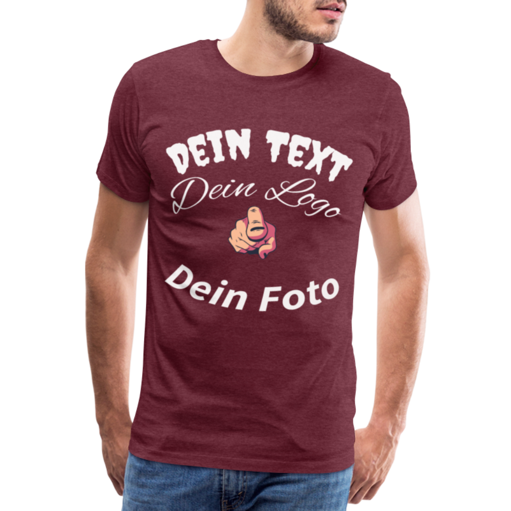 Das perfekte Geschenk: Ein personalisiertes Herren - Männer Premium T-Shirt - Bordeauxrot meliert