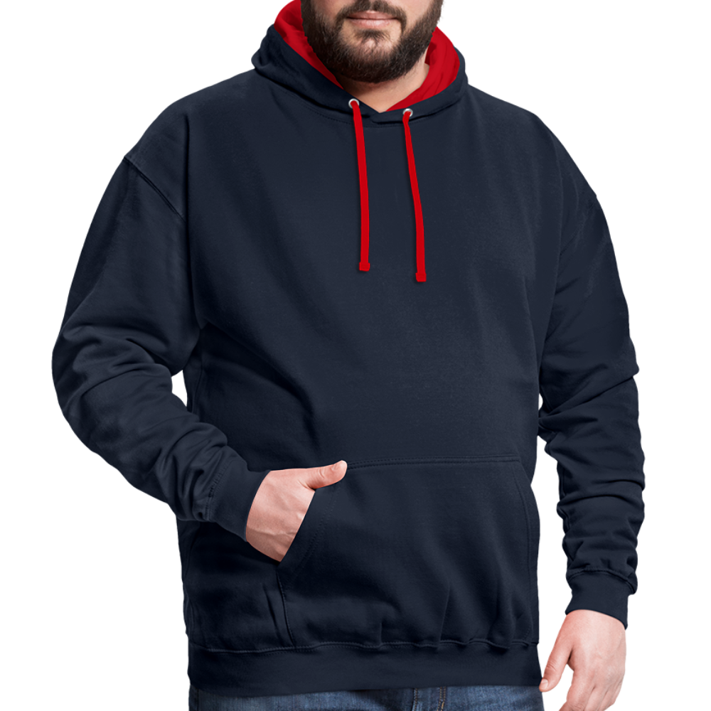 Rebellischer Herren Kontrast-Hoodie mit Totenkopf: Mach dich unverwechselbar - Navy/Rot