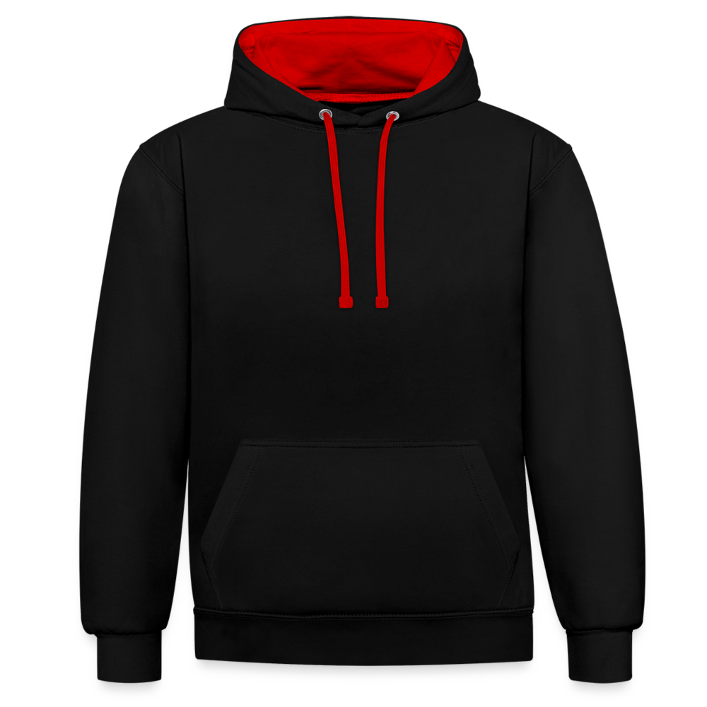 Rebellischer Herren Kontrast-Hoodie mit Totenkopf: Mach dich unverwechselbar - Schwarz/Rot