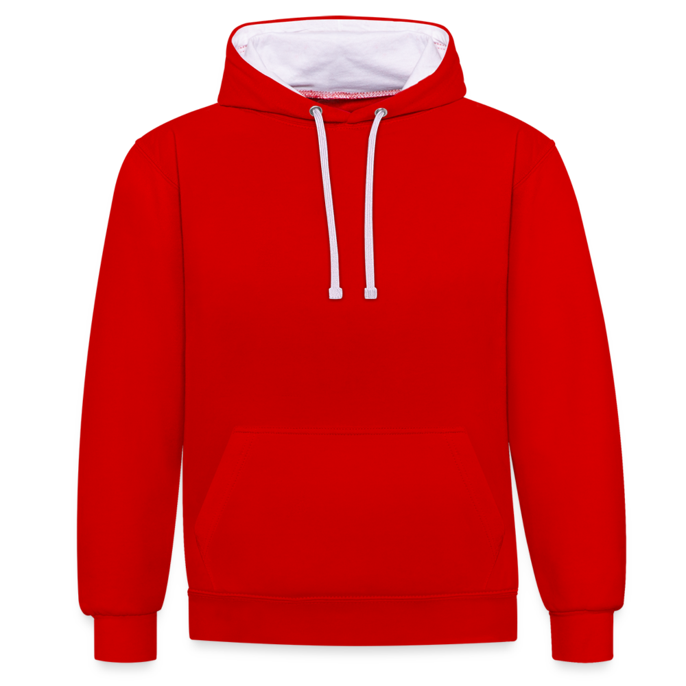 Rebellischer Herren Kontrast-Hoodie mit Totenkopf: Mach dich unverwechselbar - Rot/Weiß