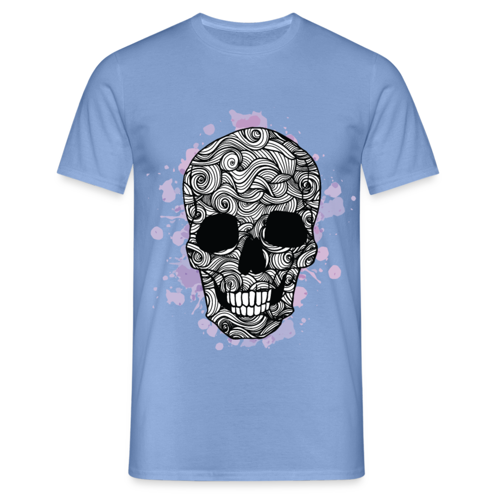 Dunkle Eleganz: Totenkopf- Herren T-Shirt für wahre Gothic-Fans - carolina blue