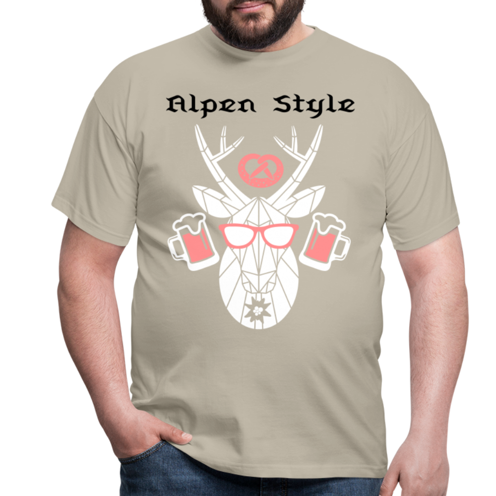 Herren - Männer T-Shirt bayrisch Alpen Style rot - Sandbeige