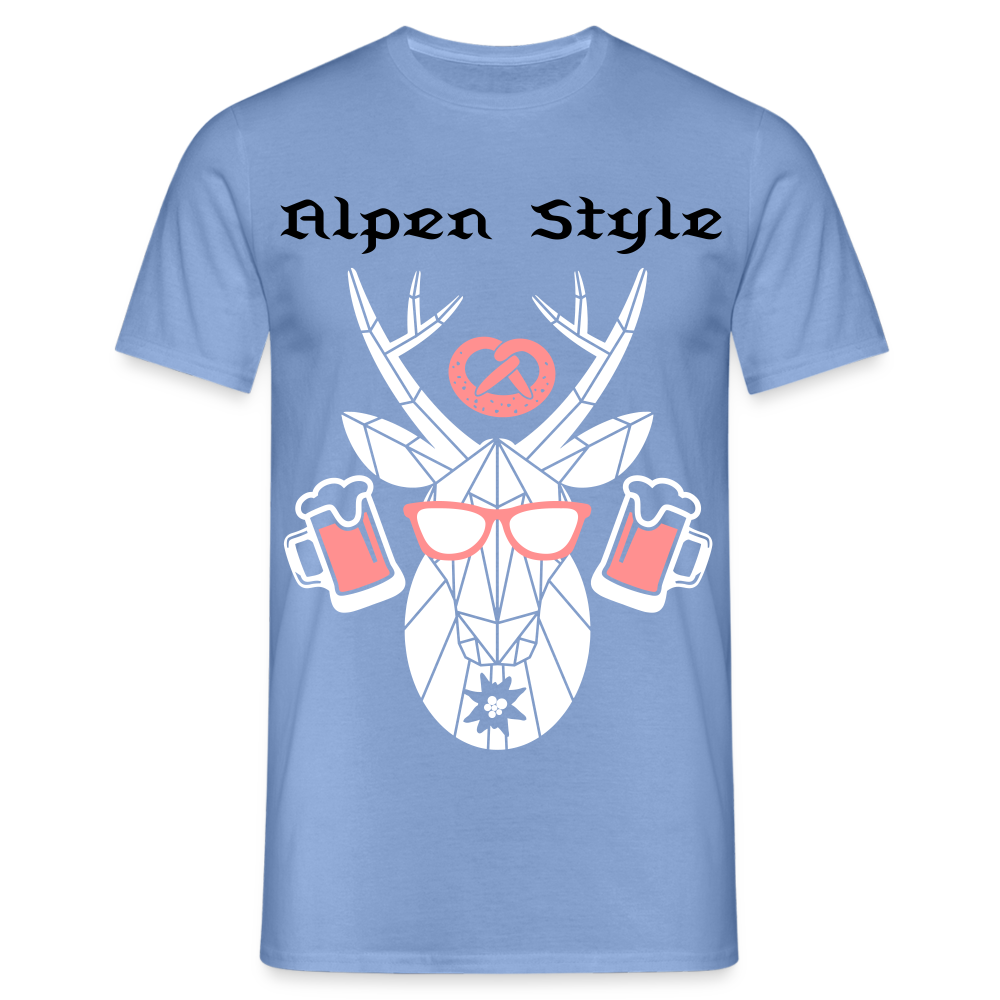 Herren - Männer T-Shirt bayrisch Alpen Style rot - carolina blue