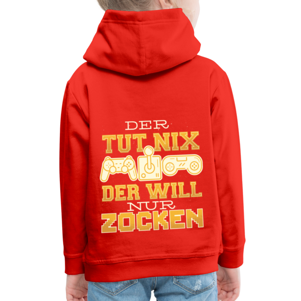 Kinder Premium Hoodie Der tut nix der will nur zocken - Rot