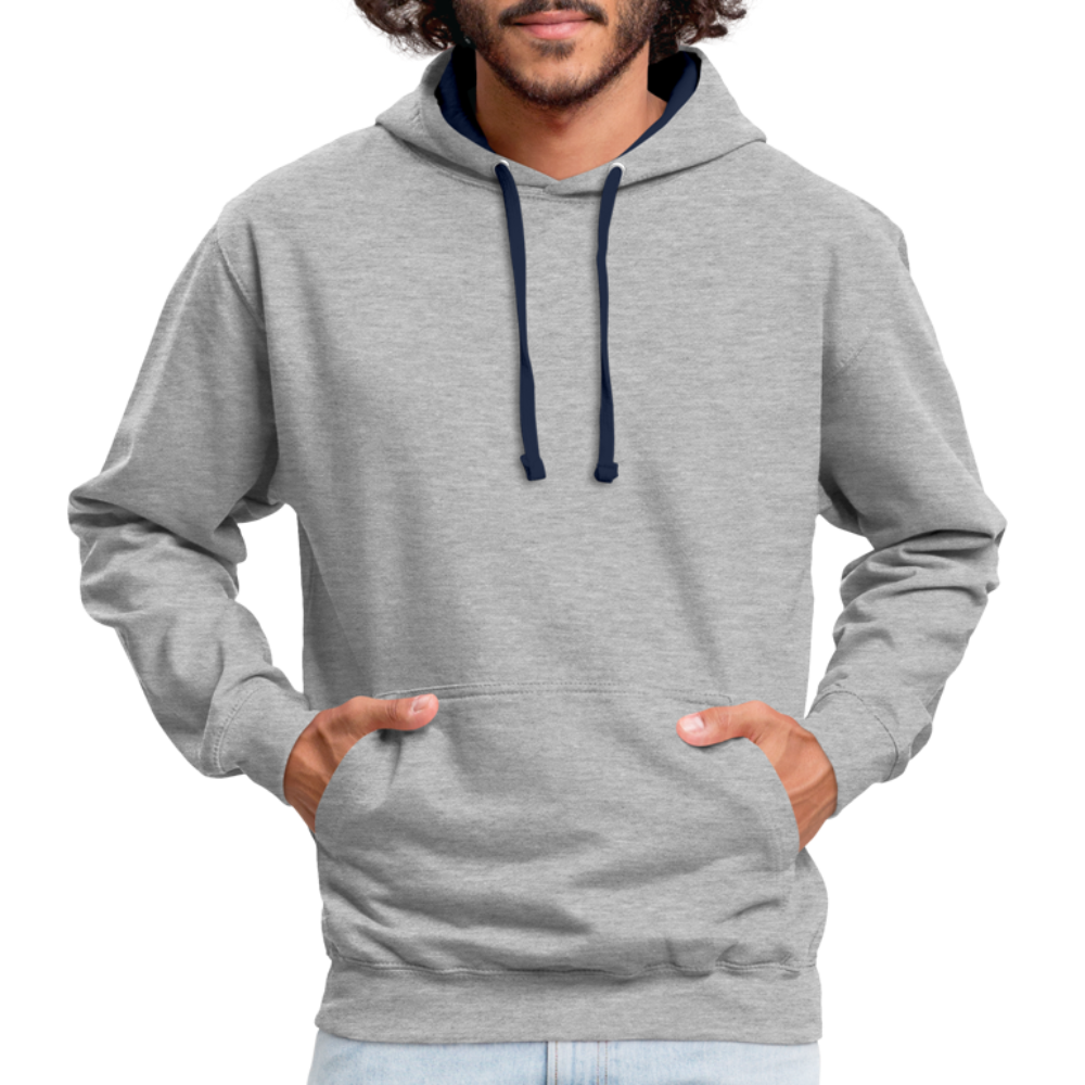 Rebellischer Herren Kontrast-Hoodie mit Totenkopf: Mach dich unverwechselbar - Grau meliert/Navy