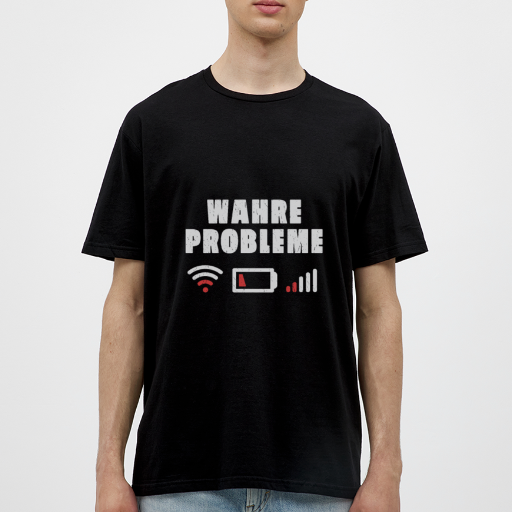 Herren - Männer T-Shirt Wahre Probleme kein WLAN kein Akku - Schwarz