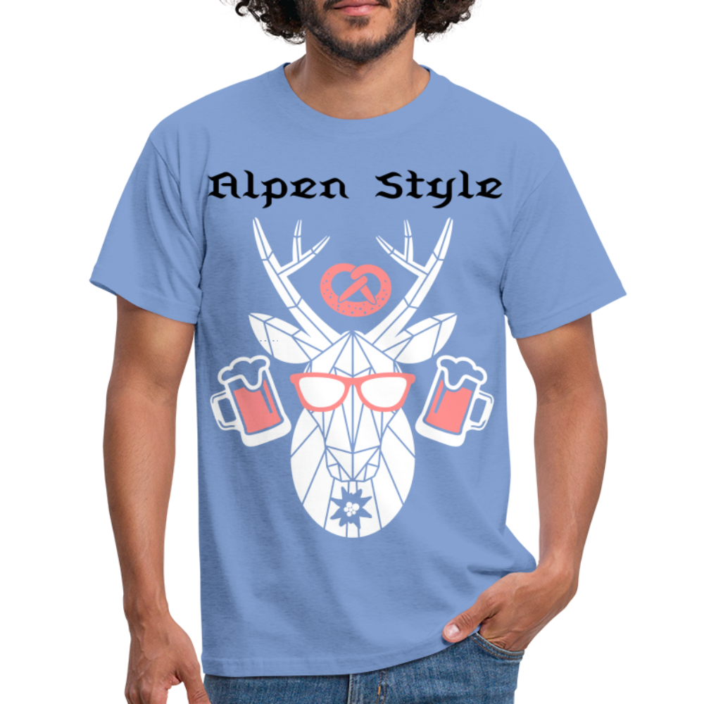 Herren - Männer T-Shirt bayrisch Alpen Style rot - carolina blue