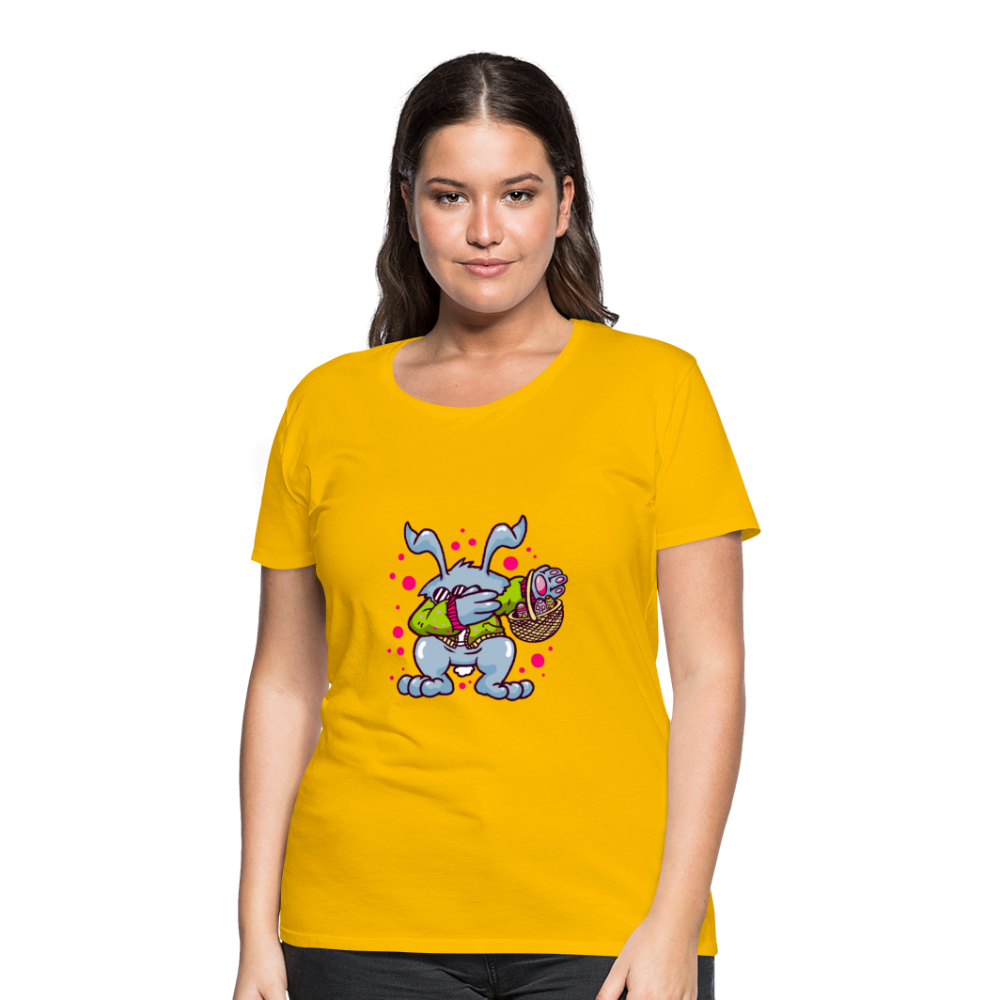 Hüpf in den Frühling: Unser süßes Damen Premium -T-Shirt mit Osterhasen-Motiv - Sonnengelb