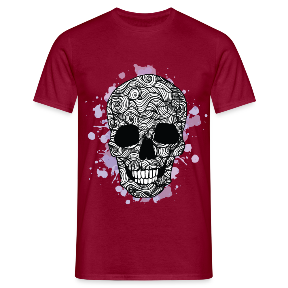 Dunkle Eleganz: Totenkopf- Herren T-Shirt für wahre Gothic-Fans - Ziegelrot