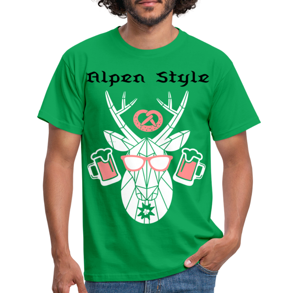 Herren - Männer T-Shirt bayrisch Alpen Style rot - Kelly Green