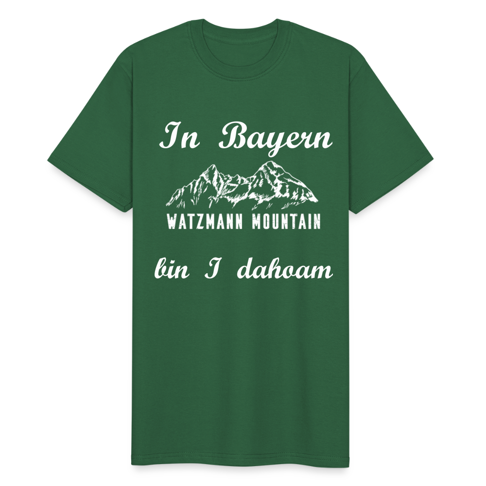 Herren - Männer Workwear T-Shirt bayrisch In Bayern bin I dahoam Watzmann Mountains - Flaschengrün