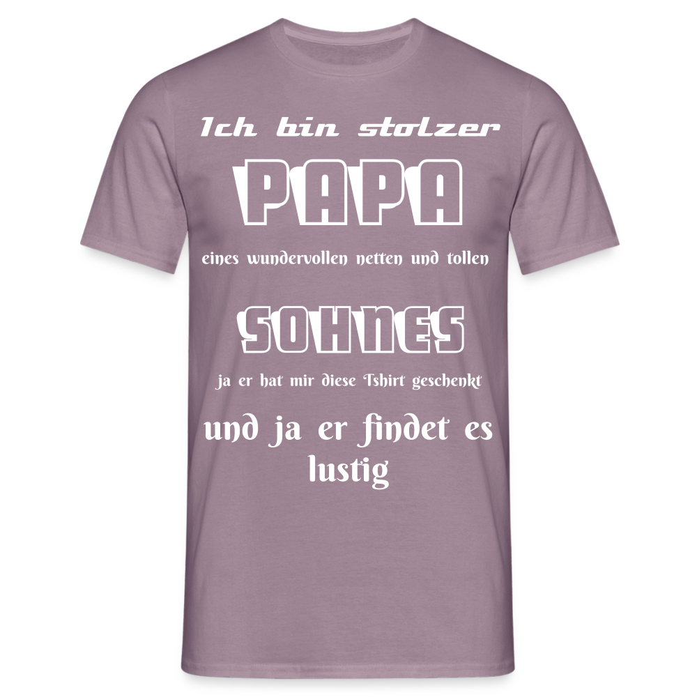 Vaterstolz zum Anziehen: Unser einzigartiges Männer T-Shirt für Papas - Lilagrau 