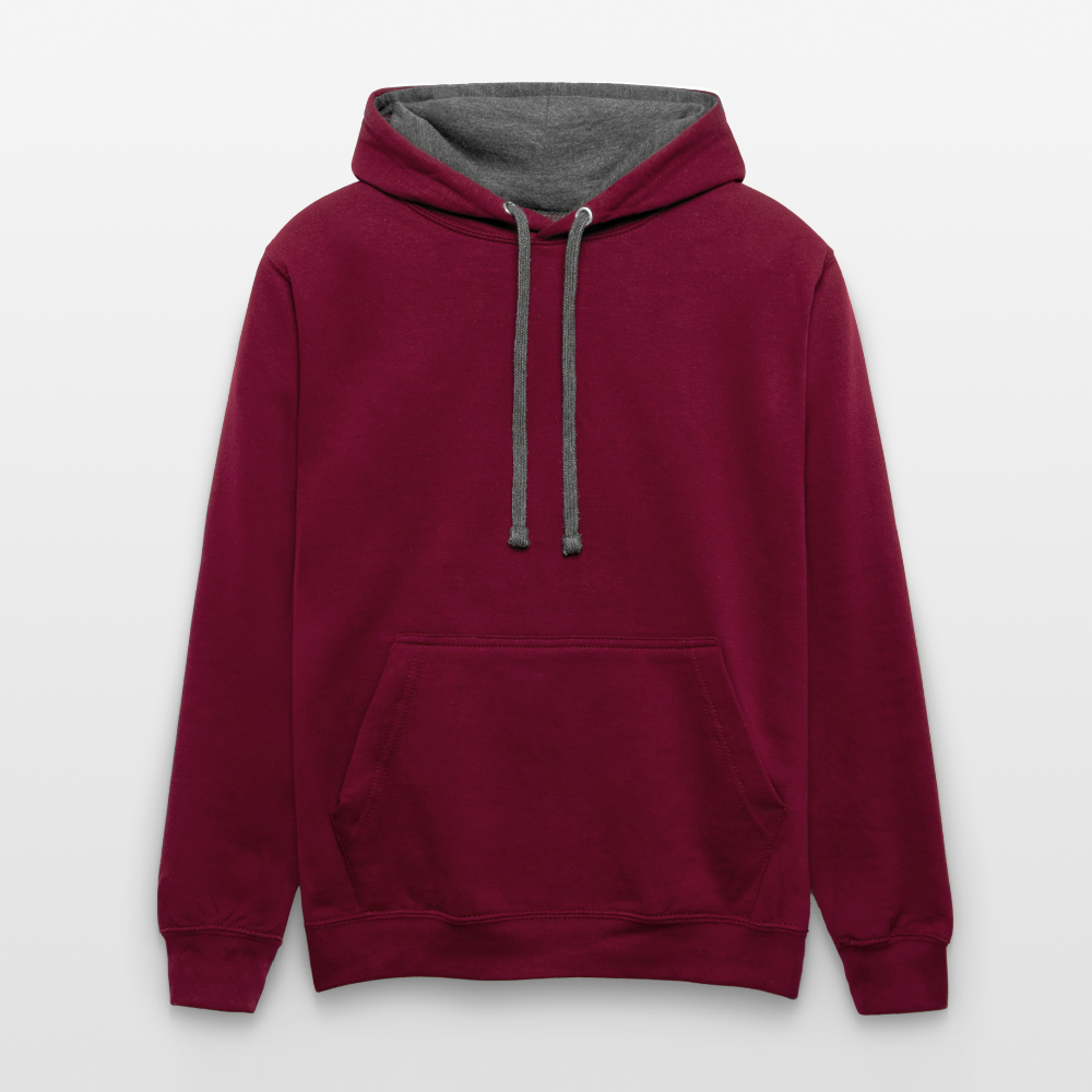 Rebellischer Herren Kontrast-Hoodie mit Totenkopf: Mach dich unverwechselbar - Weinrot/Anthrazit