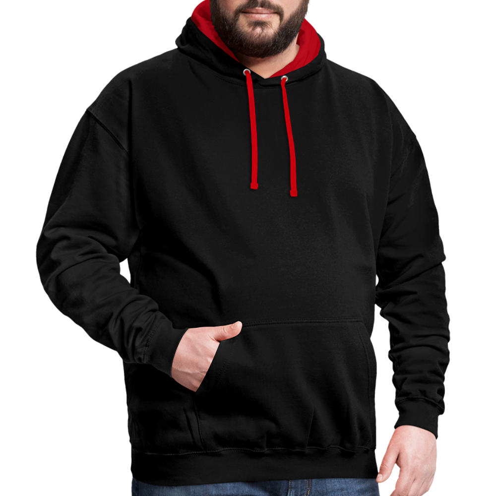 Rebellischer Herren Kontrast-Hoodie mit Totenkopf: Mach dich unverwechselbar - Schwarz/Rot