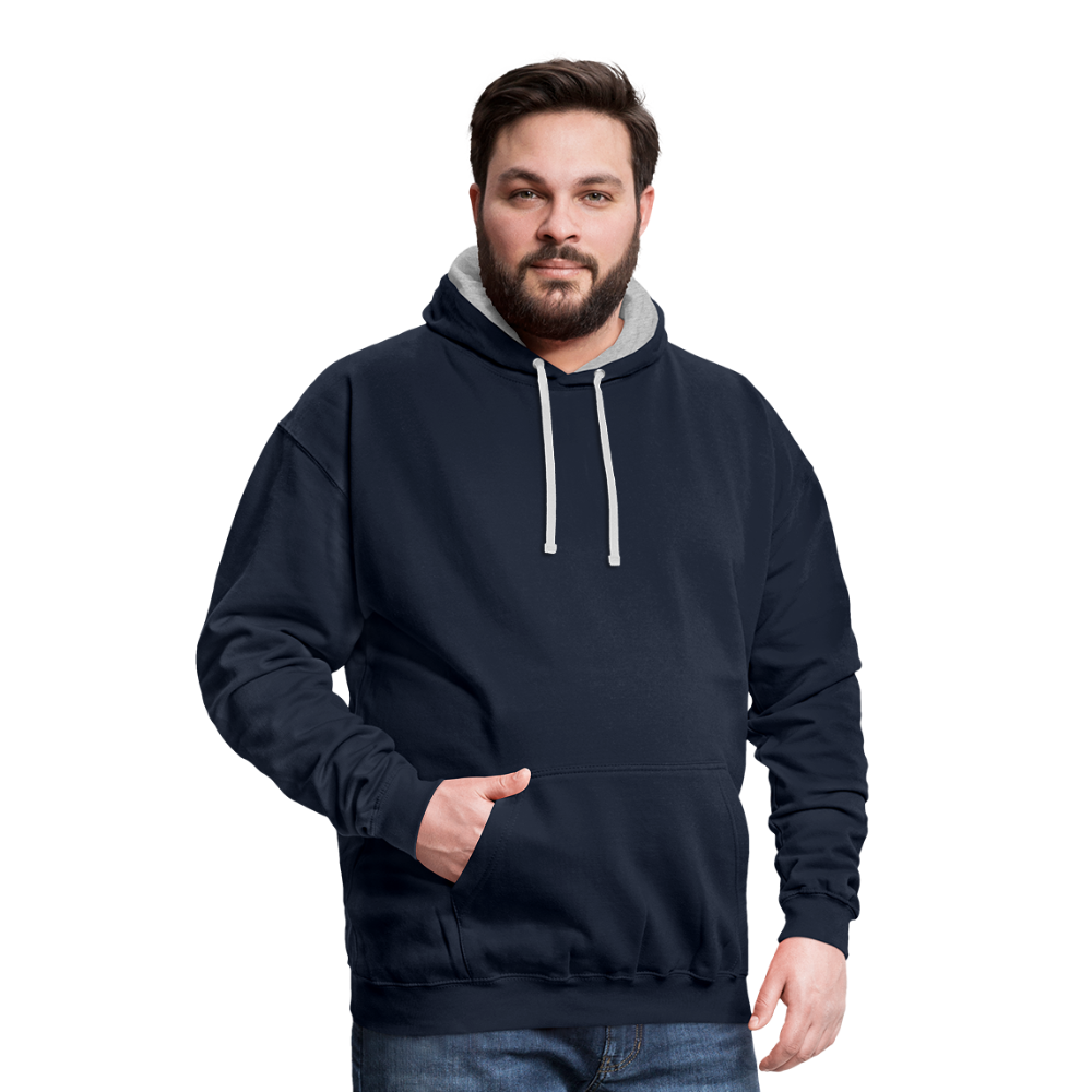 Rebellischer Herren Kontrast-Hoodie mit Totenkopf: Mach dich unverwechselbar - Navy/Grau meliert