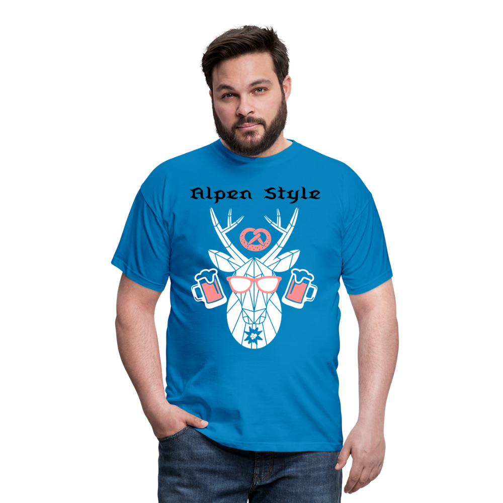 Herren - Männer T-Shirt bayrisch Alpen Style rot - Royalblau