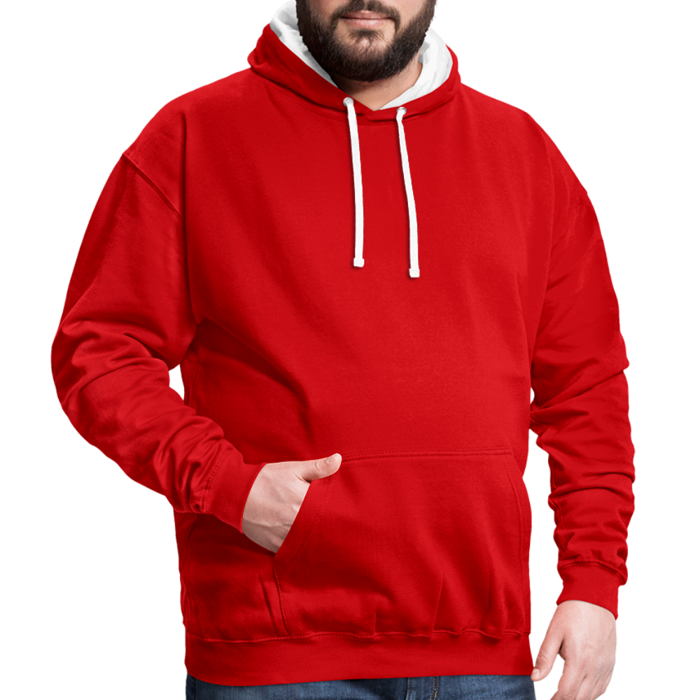 Rebellischer Herren Kontrast-Hoodie mit Totenkopf: Mach dich unverwechselbar - Rot/Weiß