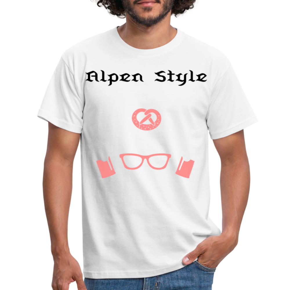 Herren - Männer T-Shirt bayrisch Alpen Style rot - Weiß