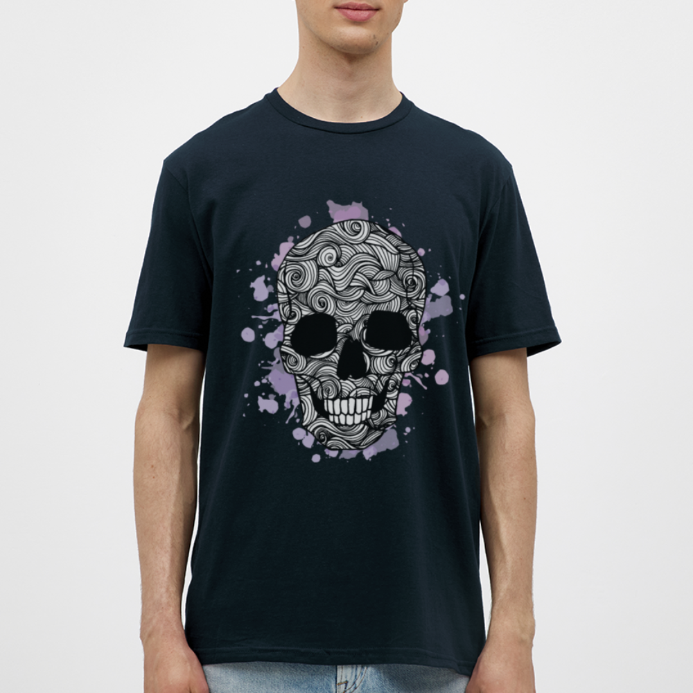 Dunkle Eleganz: Totenkopf-Herren T-Shirt für wahre Gothic-Fans - Navy