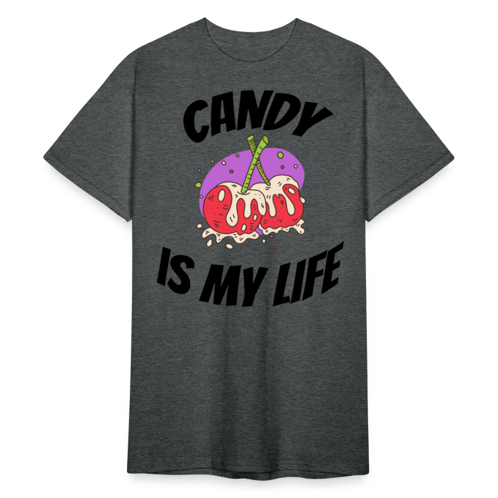 Herren - Männer Gildan Heavy T-Shirt Candy is my life - Dunkelgrau meliert